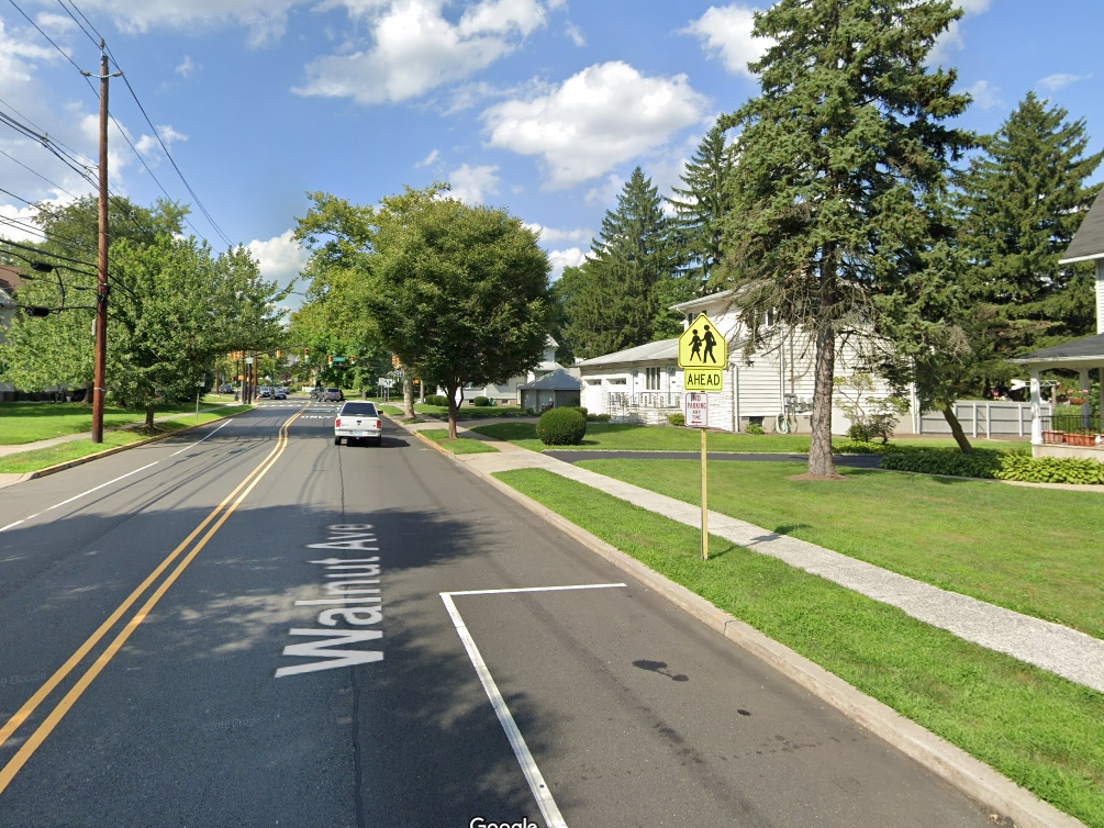 Walnut Avenue in Cranford, where the three-car accident occurred on Monday afternoon.