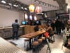 Plenty of space to eat with others or alone at Curry Up, a few blocks from the Hoboken train station (and near Carlo's, the Cake Boss bakery)..