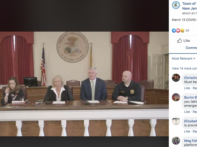 The Westfield regional health officer, who oversees eight towns in northern New Jersey, stressed social distancing as a way to slow the spread of coronavirus. 