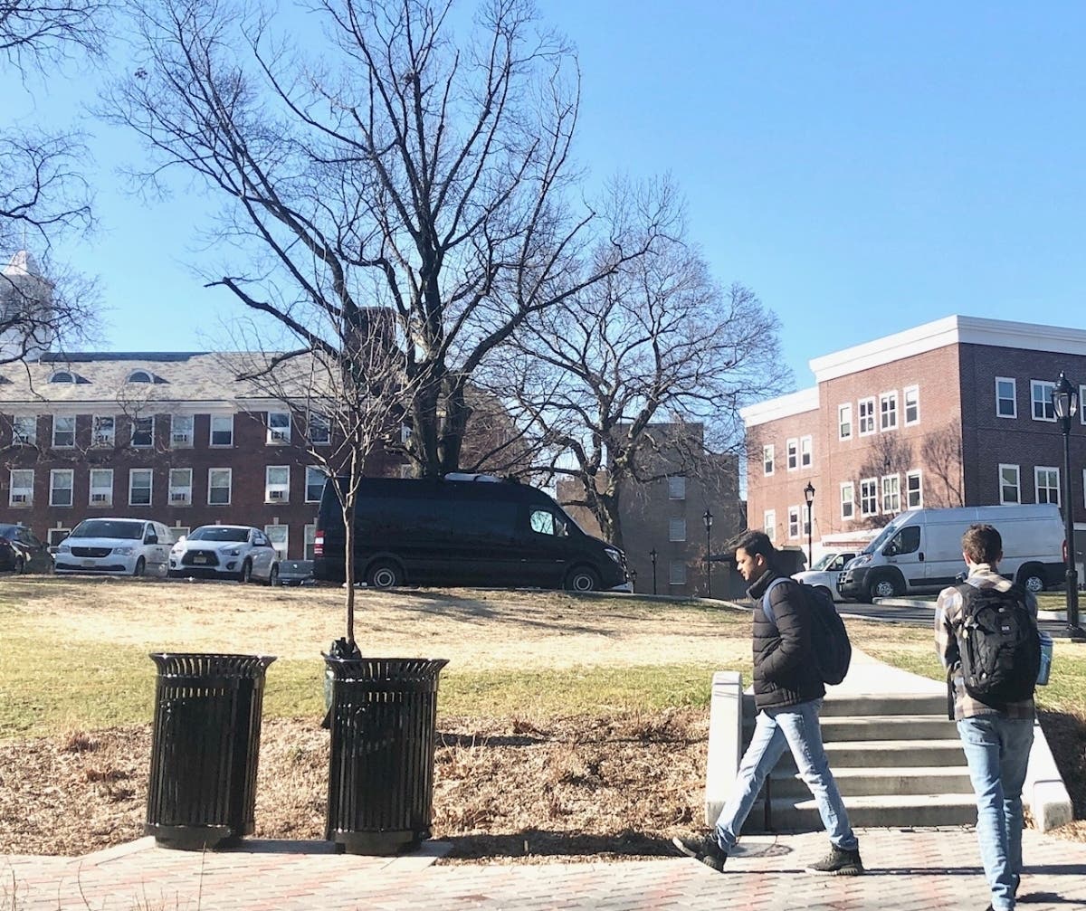 Students stroll around the Stevens Institute of Technology in Hoboken on March 8, in the last golden days of winter. 