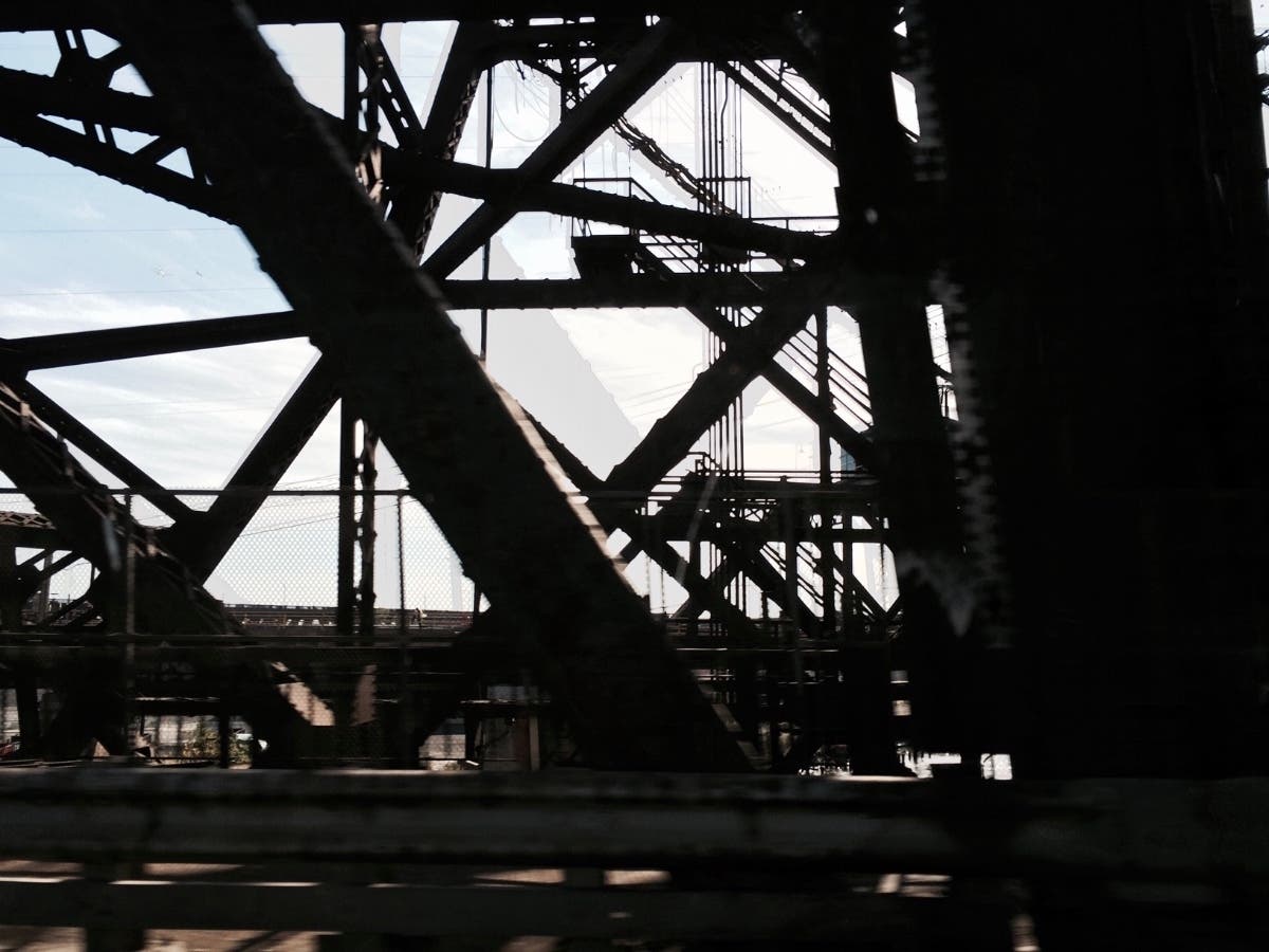 A highway in Jersey City near the Holland Tunnel entrance.