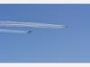 The Blue Angels and Thunderbirds fly over Philadelphia.