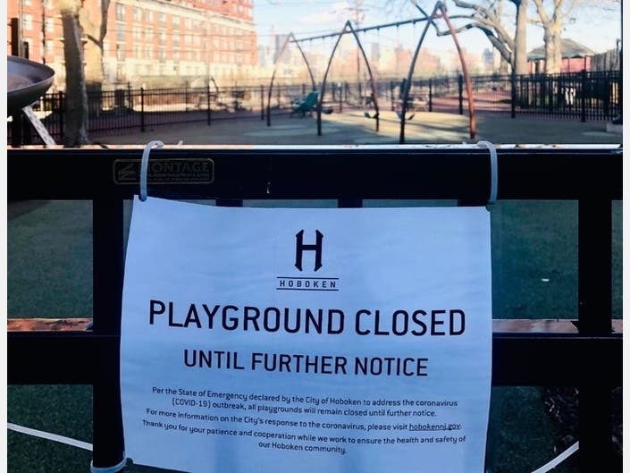 All Hoboken playgrounds and parks are currently closed, amid the spread of coronavirus. Playgrounds would reopen last as part of a plan by six mayors.