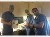 Members of the Overlook Radiology Department enjoy a donation of food and a note of thanks from the Roosevelt Intermediate School Student Government.