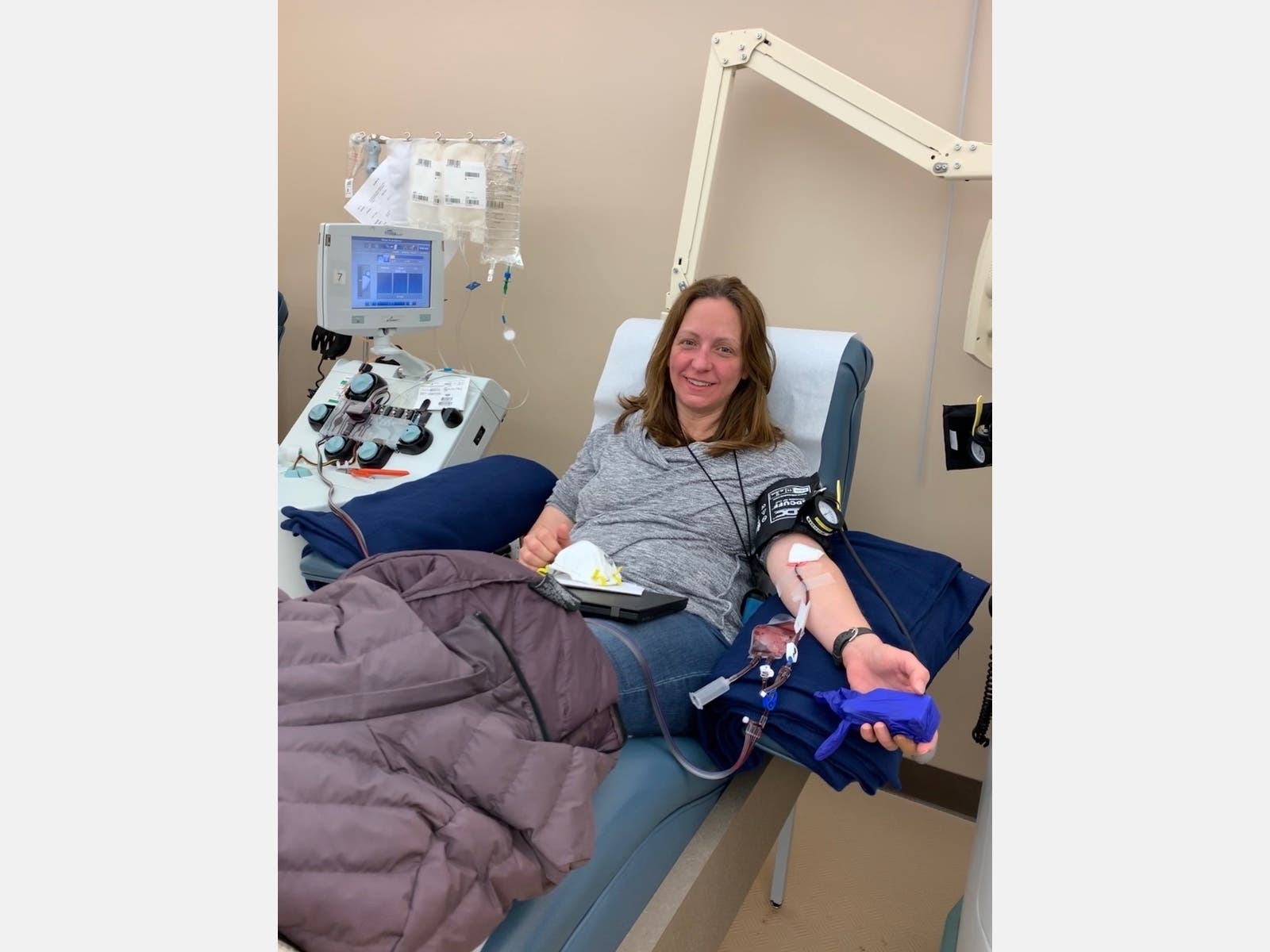 Lisa Jellett donated plasma in Scotch Plains.