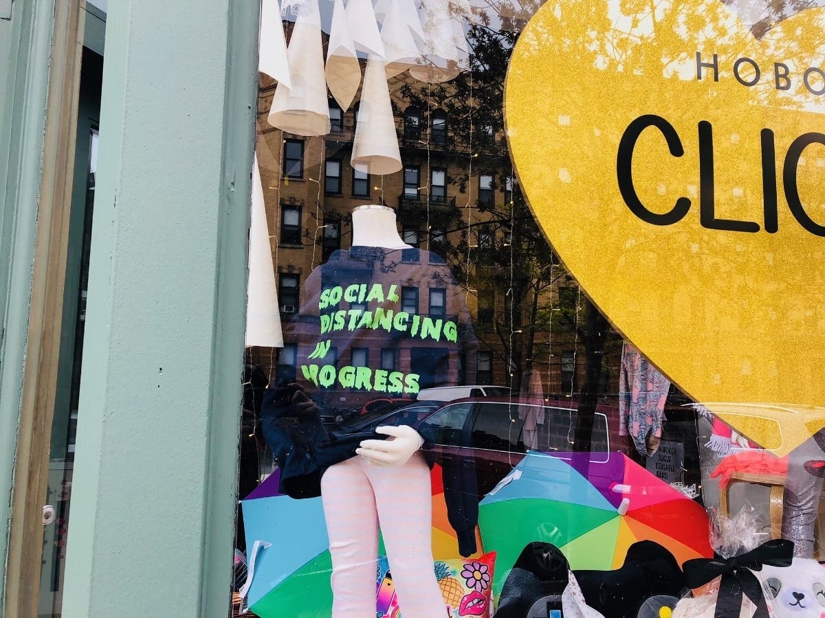 Some businesses in Hoboken are still selling goods on-line, and keeping a sense of humor.