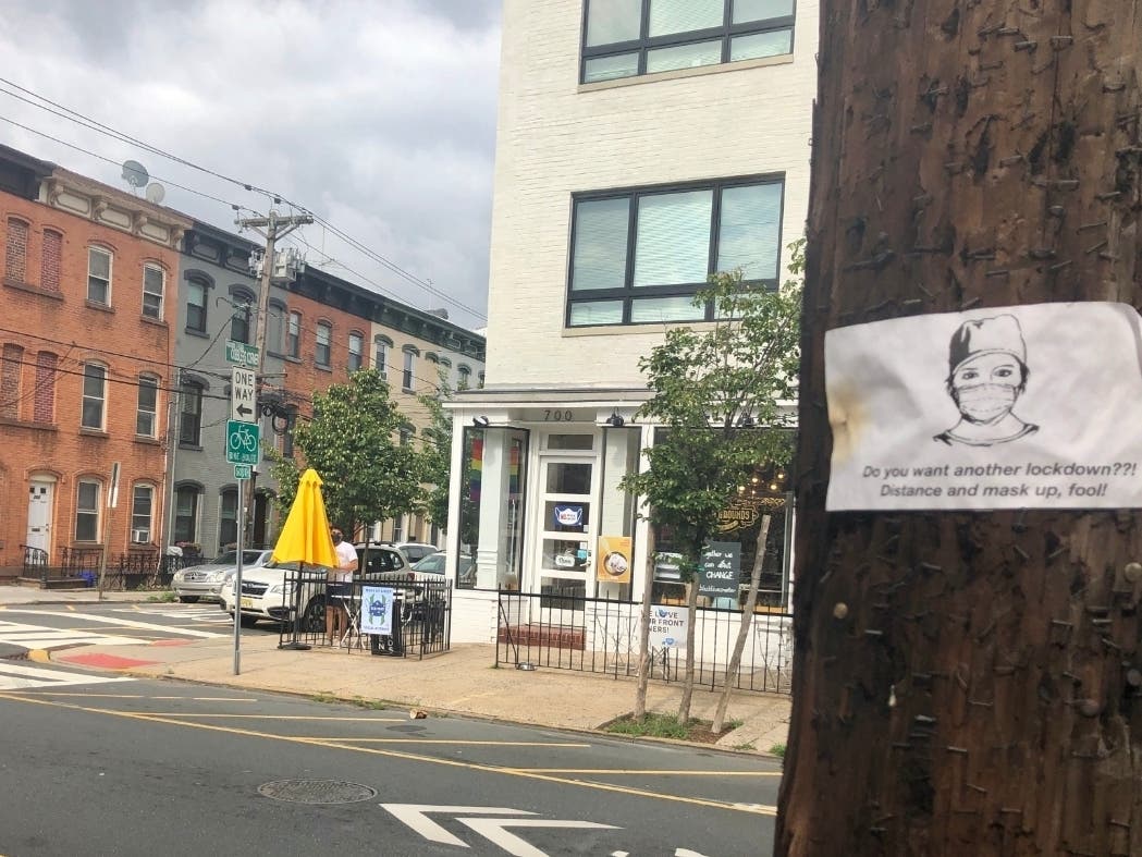 An anonymous person has been placing these pro-mask signs around Hoboken, amid coronavirus. 