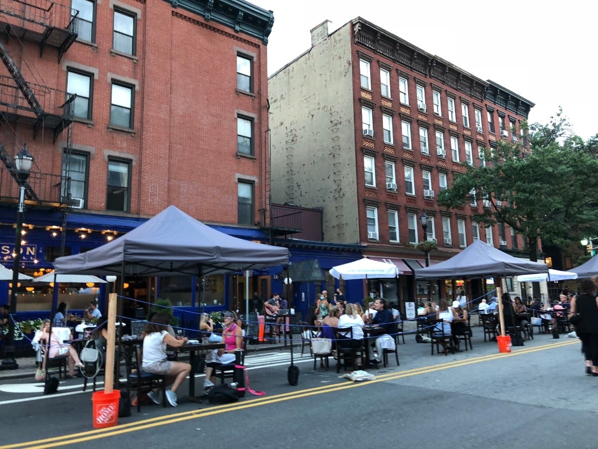 Fourteenth Street in Hoboken, Thursday night.