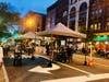 People dining out on 14th Street in Hoboken on Friday night.