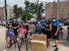 The first Hoboken Police-Youth Bike Ride took off yesterday from Fourth and Harrison streets.