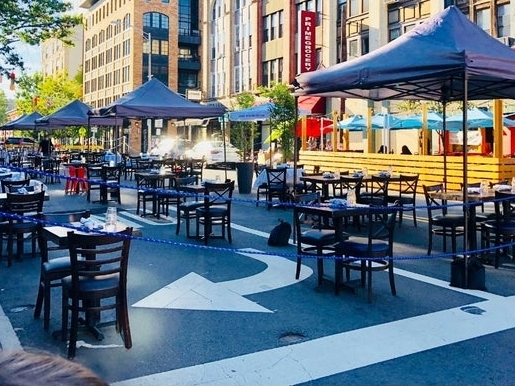 Outdoor dining in Hoboken on Fourteenth Street.