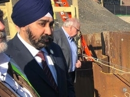 Hoboken Mayor Ravi Bhalla, at an event to celebrate a $14 million grant for a Hoboken park in late February.