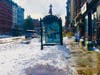 Bus stop, Hoboken, Thursday morning.
