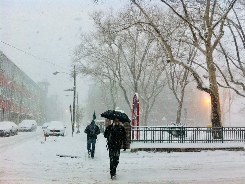 Forecasters predict that eight inches of snow or more will fall in Hoboken Sunday into Tuesday.