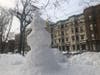 This snowman was built during last week's nor'easter. Elysian Park, Hoboken, February 2021.