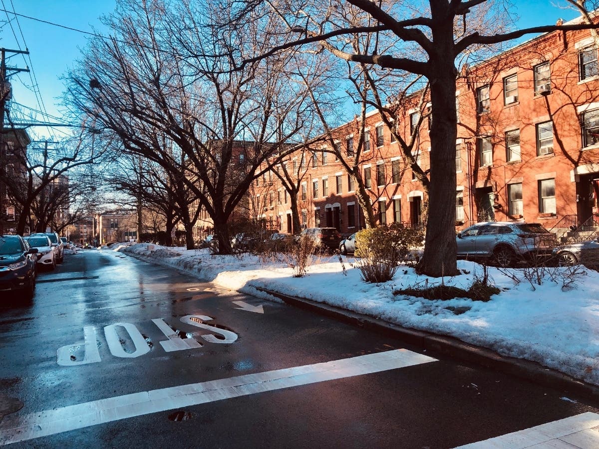 Eleveth Street in Hoboken on Tuesday morning. More snow is on the way.