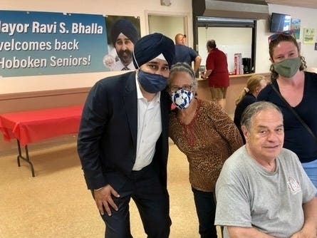 Mayor Ravi Bhalla at a recent senior barbecue in Hoboken.
