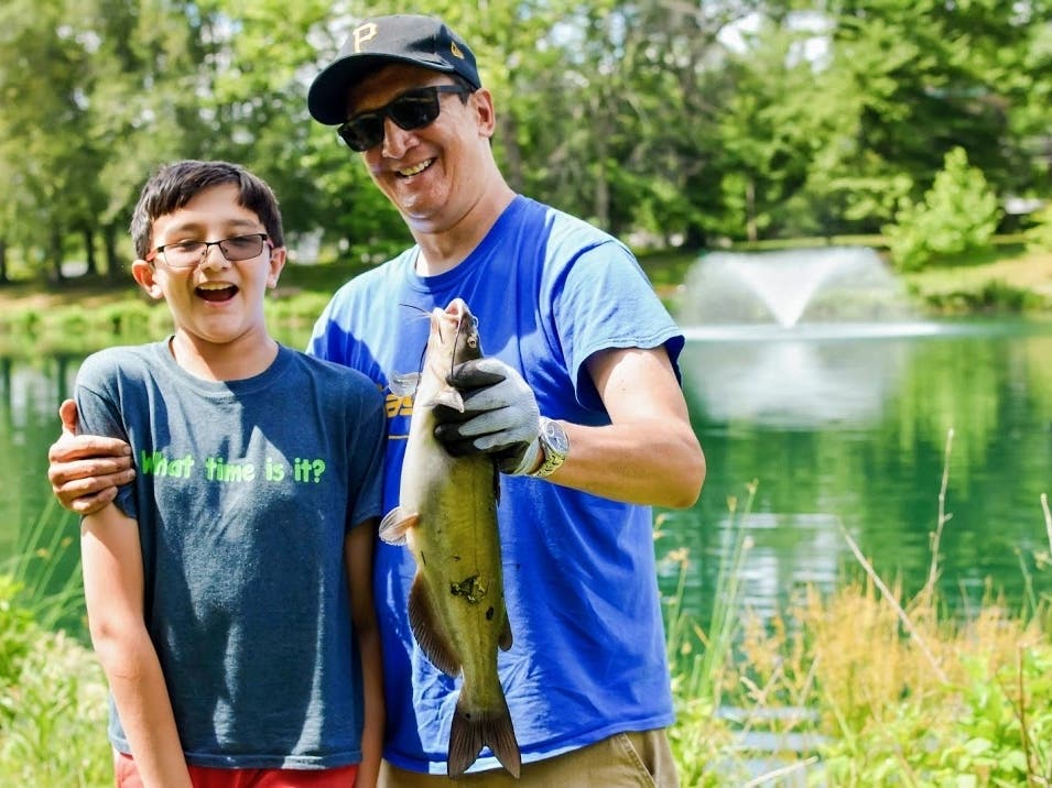 In the Cranford Father's Day Fishing Derby run by the Jaycees, there are prizes in various categories for dads and kids.