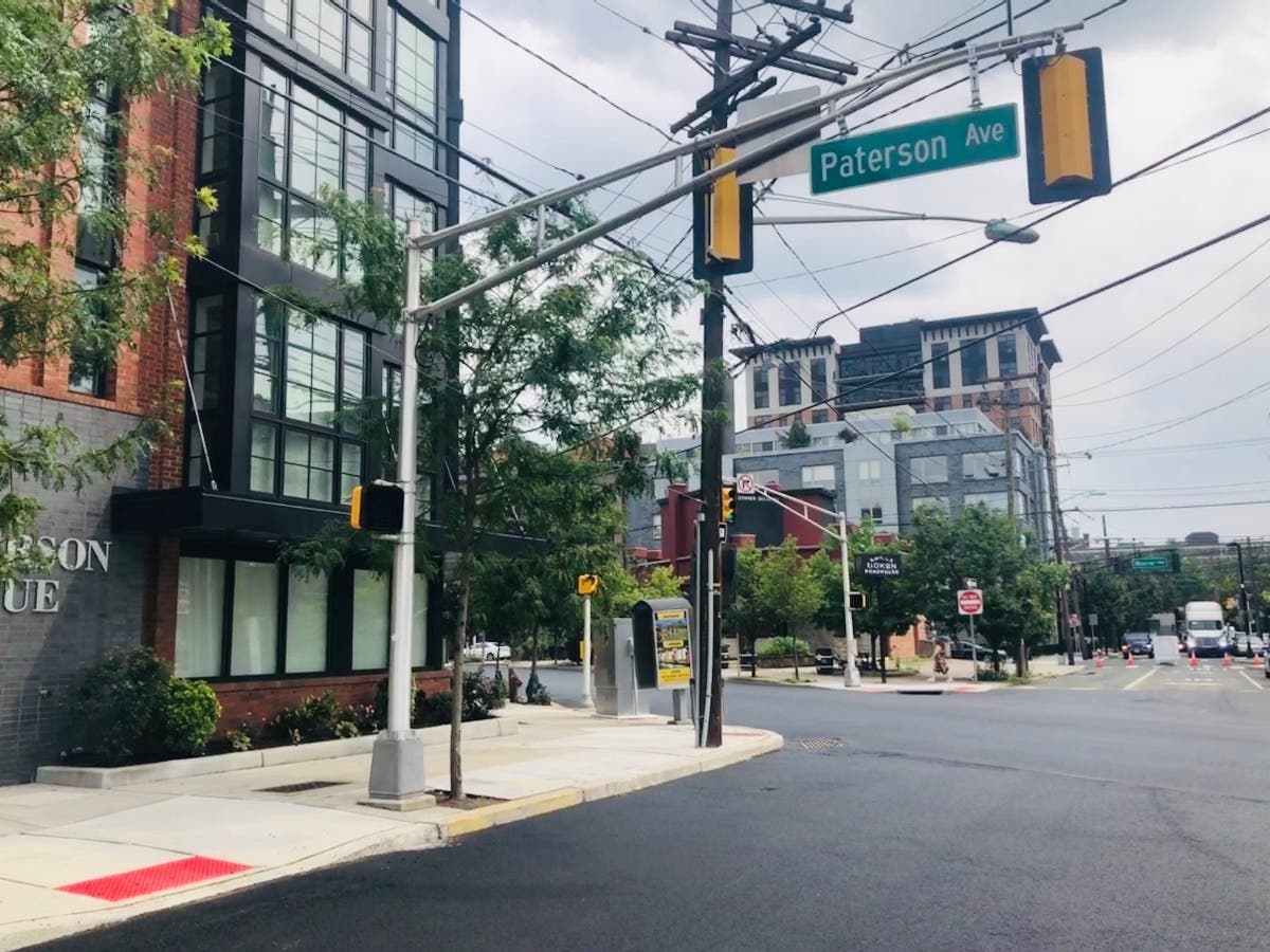 Who is behind the rendering of Danny's Steakhouse on Paterson Avenue in Hoboken? Pictured: Looking south on Paterson Avenue, which is being repaved this week.