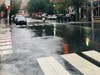 Due to the threat of thunderstorms Tuesday afternoon and evening, a "Fall Harvest Fest" has been canceled in Church Square Park, but the Farmer's Market is still on. Pictured: Hoboken during Tuesday's rain.
