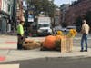 For the first time, Hoboken's got a giant pumpkin display. Hufnagel Landscaping was on site installing the displays this week.