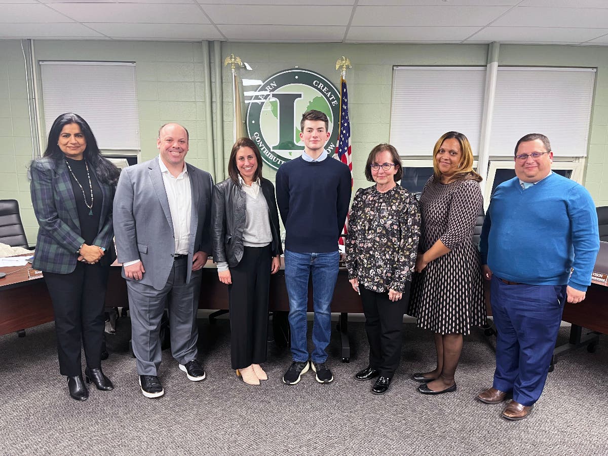 Vineeta Khanna (board vice-president); Seth Cohen (board president); Sam Messer (board member); Owen Abeles; Pam Chirls (board member); Jenissa Arnette (board member); Dr. Matthew J. Block (superintendent of schools)