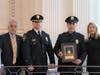 Pictured from left are Essex County Sheriff Armando Fontoura, Maplewood Police Chief James DeVaul, Maplewood Police Officer Adrian Verdun, and Lori A. Hennon-Bell, president of The 200 Club.