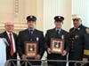 Ira H. Cohen, executive committee/finance chairman for The Two Hundred Club, Maplewood Firefighter Anthony Parfumi, Maplewood Firefighter James Richardella, and Maplewood Fire Chief Joseph Alvarez. 