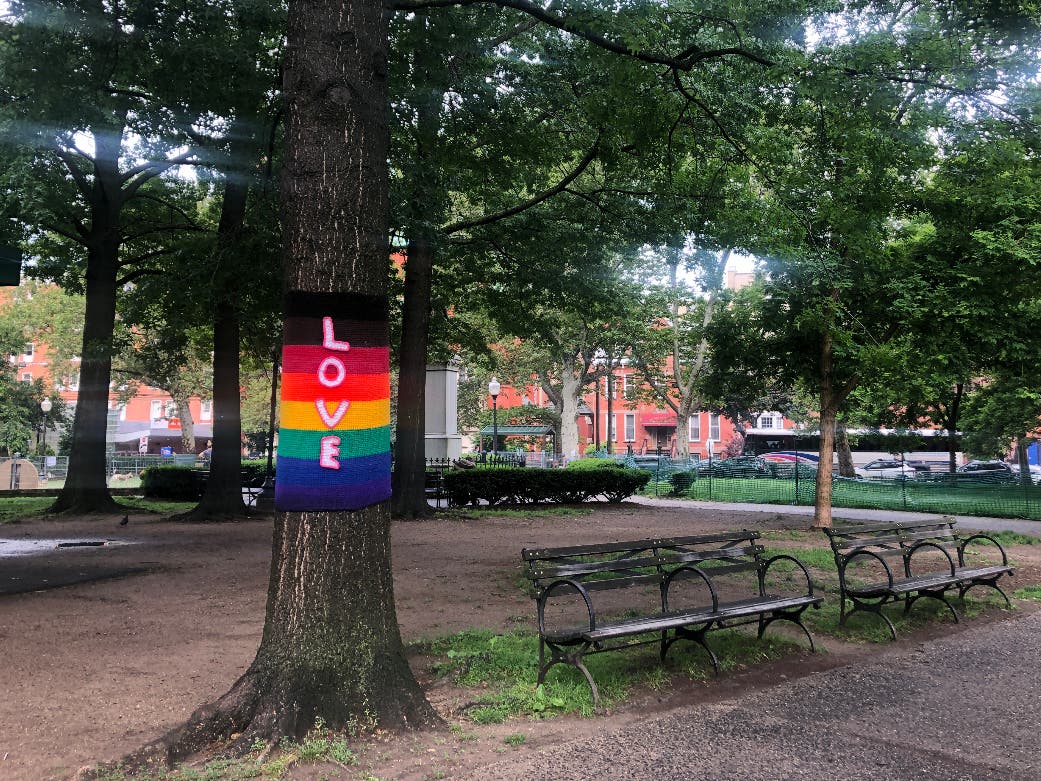 Pride art appeared in Church Square Park in Hoboken this week.