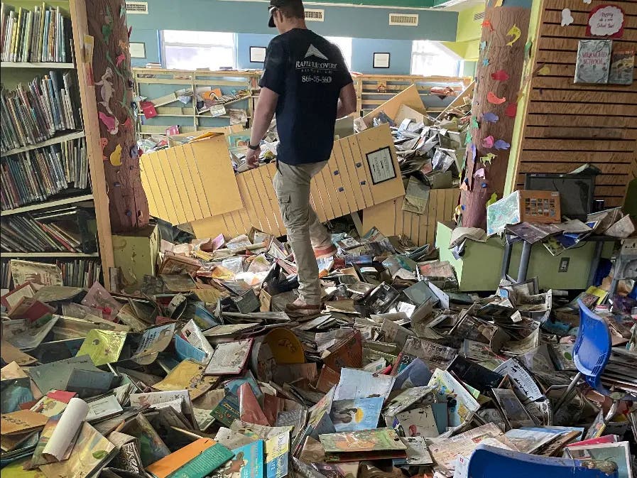 Storm Ida flooded Caldwell's library, a Carnegie library.