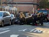 A witness said a car flipped over not far from Wallace Elementary School in Hoboken late Thursday afternoon.