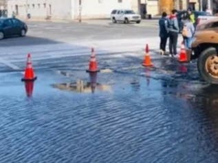 Water was delivered to Hoboken residents in the northwest part of the city who were without water as a result of the main break.