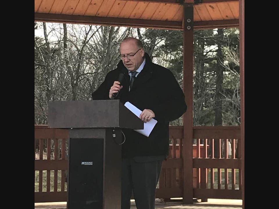After 3 high-profile antisemitic incidents in the Essex County area, Livingston held a rally against antisemitism. Pictured: Mayor Michael Vieira of Livingston 