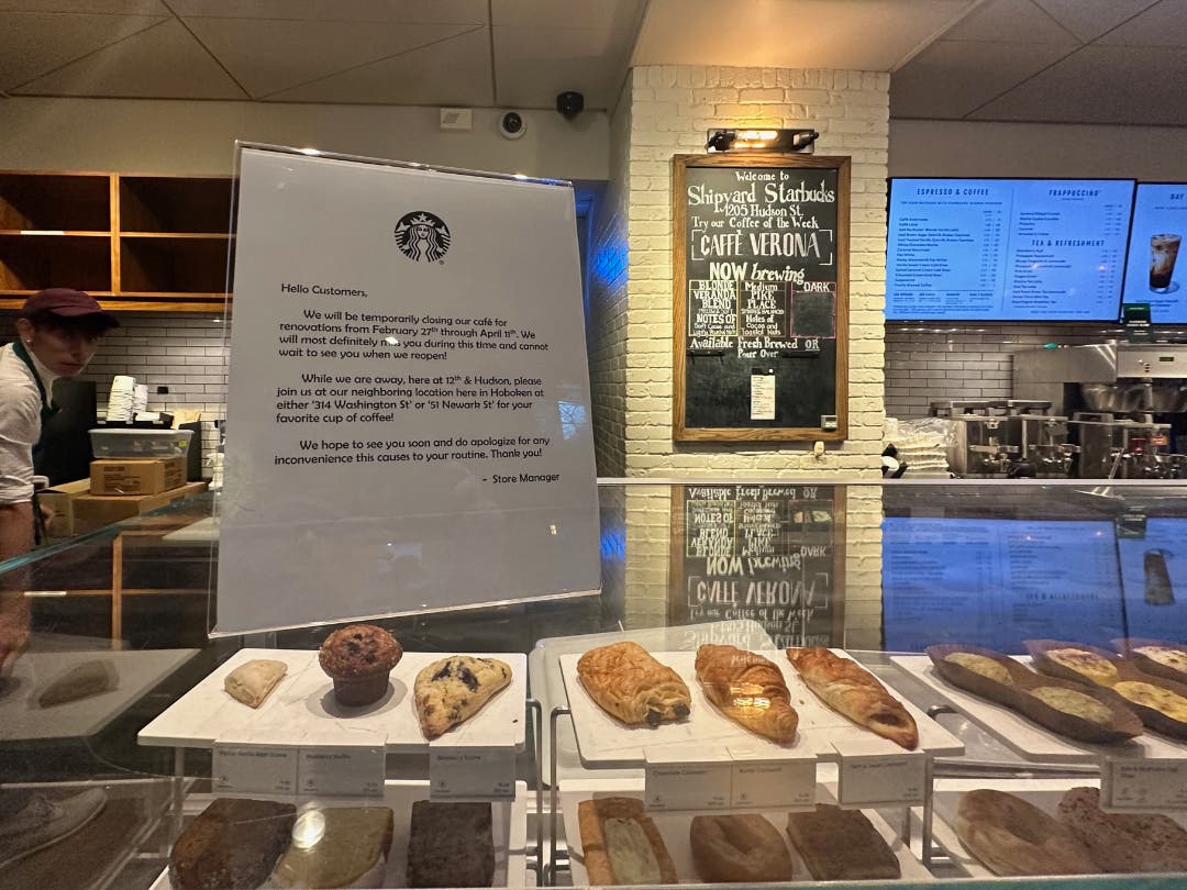The uptown Starbucks in Hoboken will close for renovations this week through early April, staff confirmed.