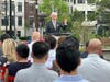 Gov. Phil Murphy speaks at the ribbon cutting for the ResilienCity Park in Hoboken.