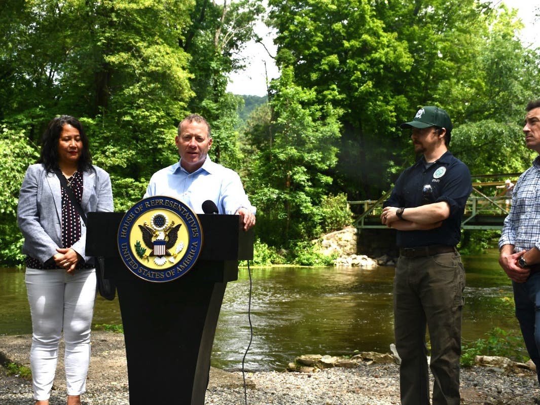 Josh Gottheimer went to the woods this week to warn people about Lyme Disease. He spoke at the Ramapo Valley County Reservation in Mahwah.