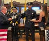 Four Hoboken police officers were promoted and a new officer was sworn in on Wednesday.