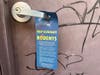 A door hanger in Hoboken.