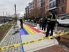 The city of Hoboken was hard at work Thursday painting a rainbow sidewalk near Uncle Milton's Cafe.
