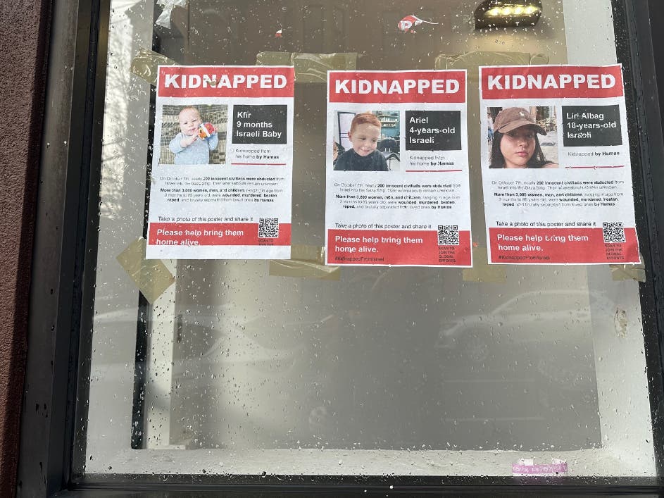 Supporters of those kidnapped and attacked by Hamas have posted flyers in New Jersey to remind people of adults and children held hostage and killed.