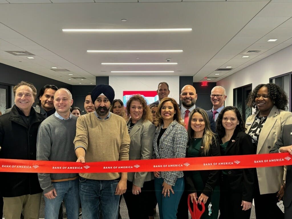 The new Bank of America branch in Hoboken held a ribbon cutting on Thursday after opening to the public last month.