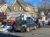 One summons was issued after a school bus and car crashed in a Ridgewood neighborhood on Friday.