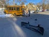 One summons was issued after a school bus and car crashed in a Ridgewood neighborhood on Friday.