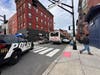 A bus collided with a car on a side street in Hoboken on Friday morning.