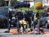 First responders rushed to a Mahwah intersection Tuesday night after a bicyclist was struck.