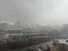 Hoboken, looking south at Jersey City and the NJ Transit rail yards, just before 10 a.m.