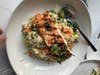 Salmon and vegeable risotto from The Table--a new restaurant from chef Dan Latham--uses vegetables grown on the roof.