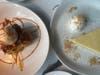 Dessert time: Caramel bread pudding and key lime pie.