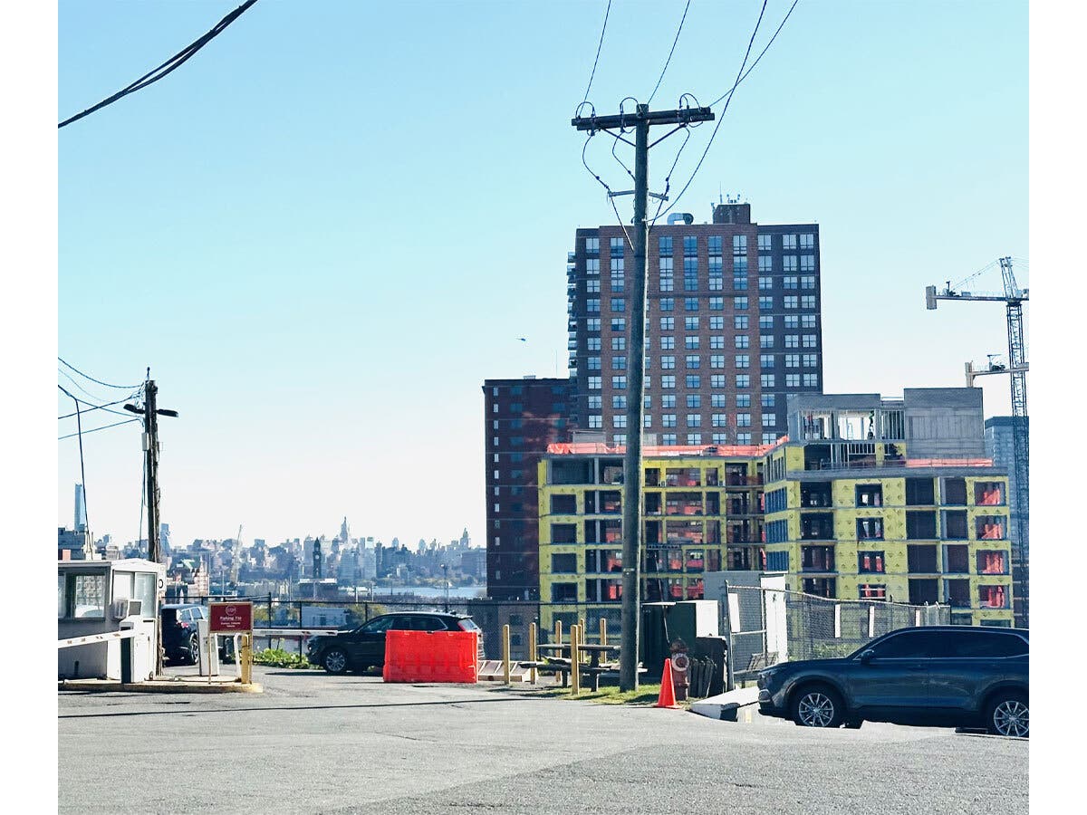Christ Hospital parking lot, looking east toward Hoboken and Manhattan.