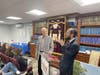 Rabbi Tenenboim with Howard Kopel at Chabad of Hewlett for the 30-Day Memorial
